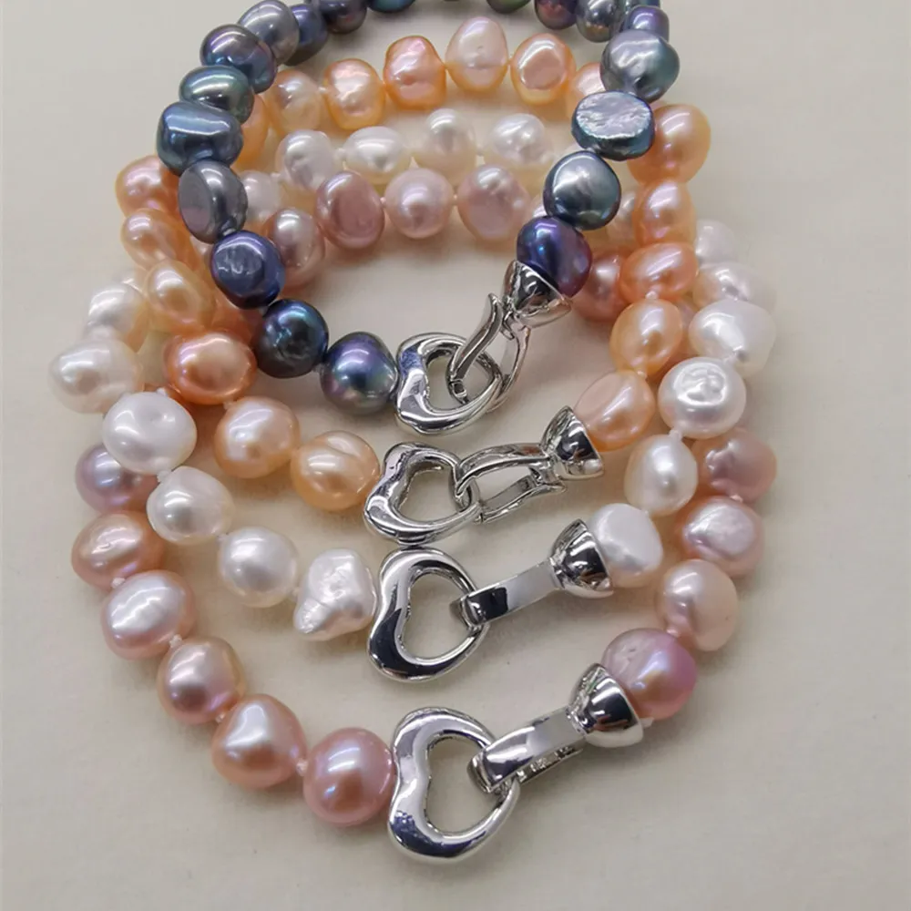 Ręcznie robione pasma Bransoletka Naturalna 7-8 mm wielokolorowa słodka barokowa perła 20 cm dla kobiet biżuterii moda biżuterii
