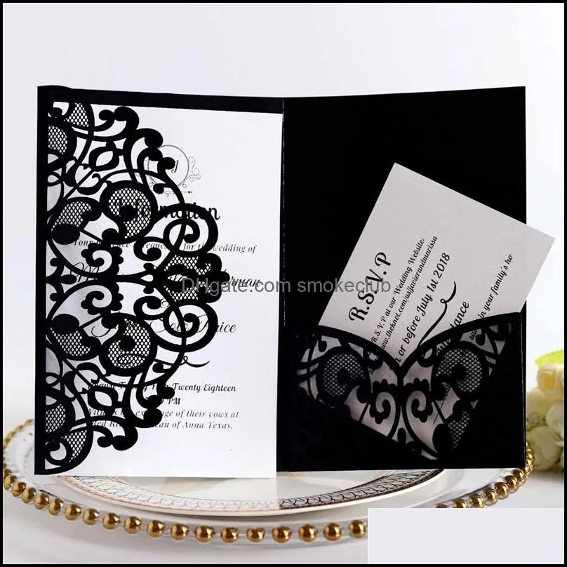 Wedding Invitation Cards Kits Spring Flower Laser Cut Pocket Bridal Invitation Card For Engagement Graduate Birthday Party 10 p2