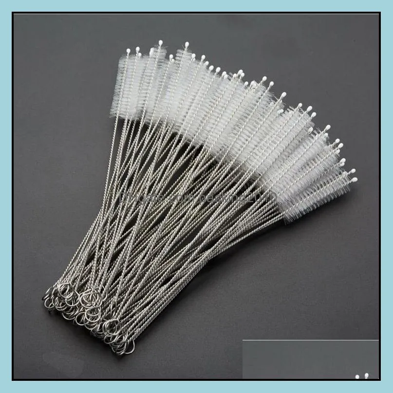 200*50*10mm stainless steel drinking straws cleaning brush pipe tube baby bottle cup reusable household tools zwl316