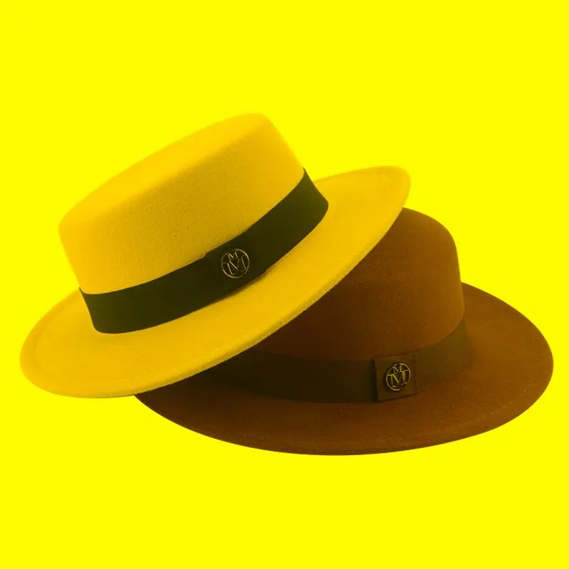 Beret Hats for Women Fedoras Flat Top luksusowy swobodny brzeg solidny czapka mężczyzn czapki jazz caps zachodnie kowboj