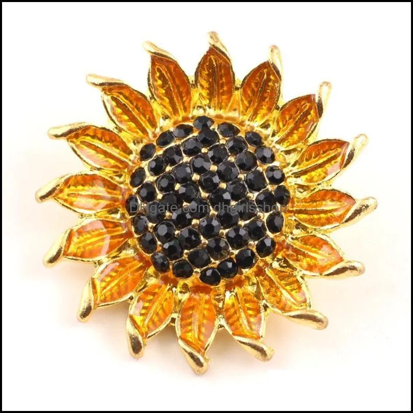 Ny ankomst Noosa 18 mm Ginger Snap Knappar Charms Sunflower Design Fit Armband Halsband Ring Örhängen Utbytbar Drop Leverans 2021 C