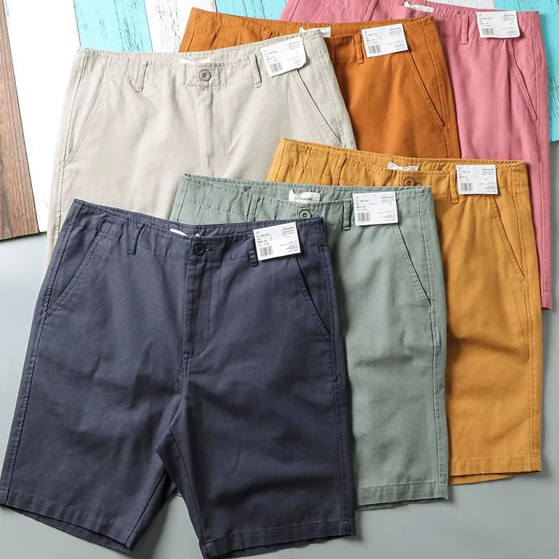 Shorts masculinos casuais para homens clássicos fit FRONTO FRONTE ALIGADO SOLIO