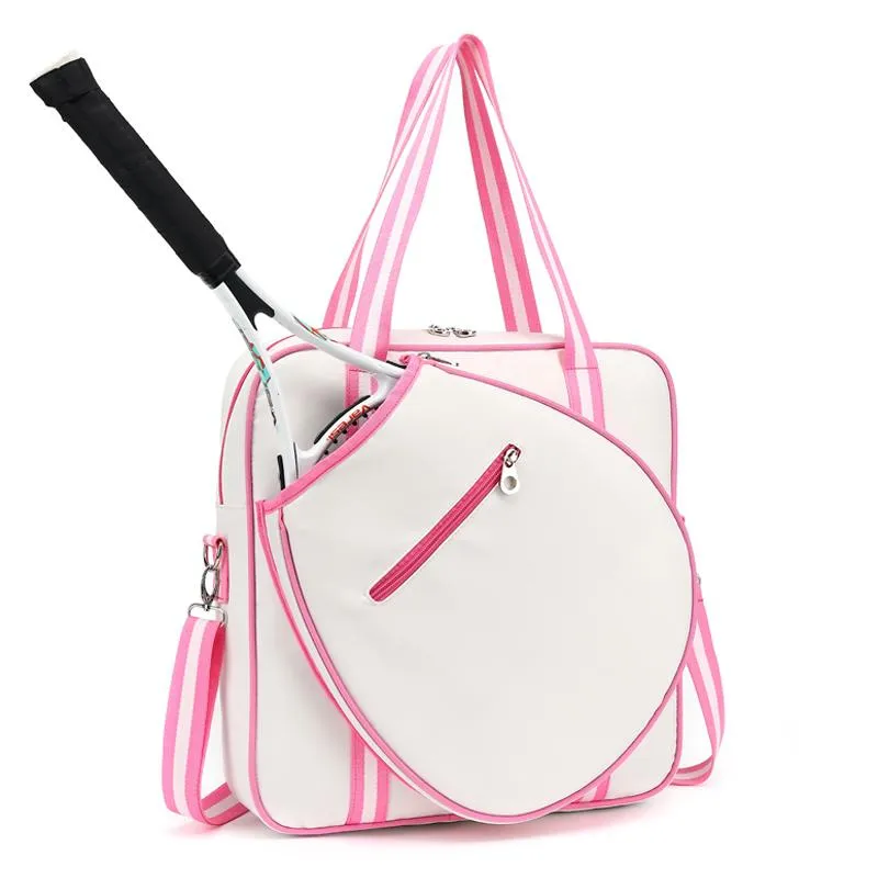 Açık çantalar kadınlar pembe beyaz tenis çanta moda şık squash padel çanta büyük kapasiteli taşınabilir dizüstü bilgisayar tenis tek omuz bagoutdoo