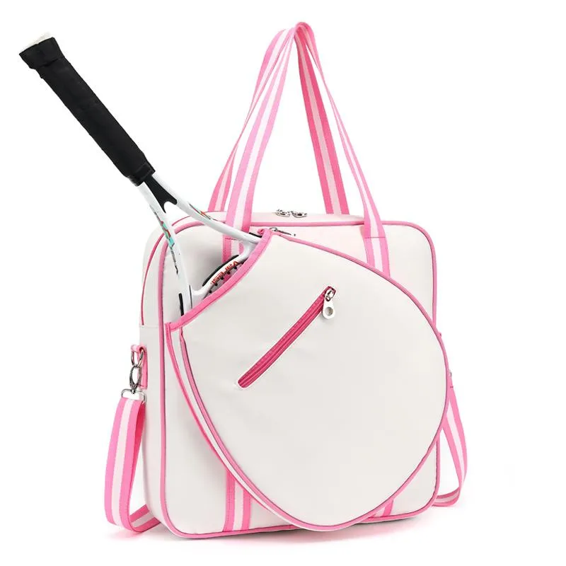 Bolsas de tênis brancos de tênis brancos femininos, gestão de tênis de tênis branca, bolsa de padela de padel de moda elegante e elegante laptop portátil tenis bagoutdooo