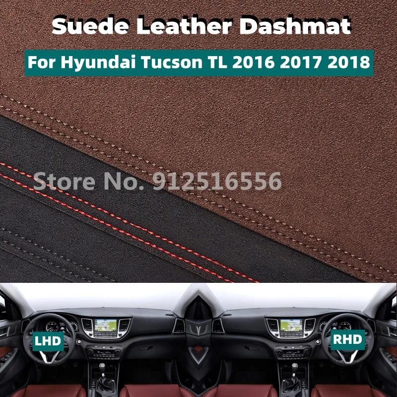 Andra interiörstillbehör bil Suede Leather DashMat Dash Mats Pad Dashboard täcker solskuggmatta för Tucson IX35 TL 2022 2022 annan