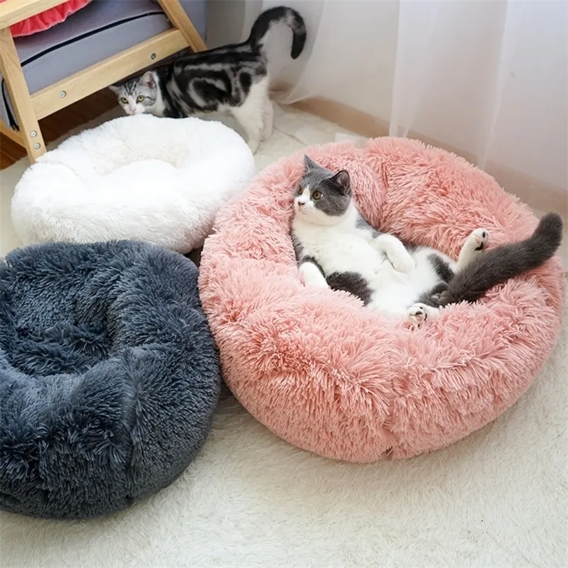 Soft, ciepłe okrągłe łóżko dla kota wygodnego nutowego psa kennel łatwy do czyszczenia domu dla LJ200918