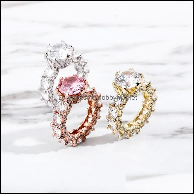 Iced Out Zircon Ring for Women Fashion Gold Color High Quality AAA+ CZ Jewelry Women Gift