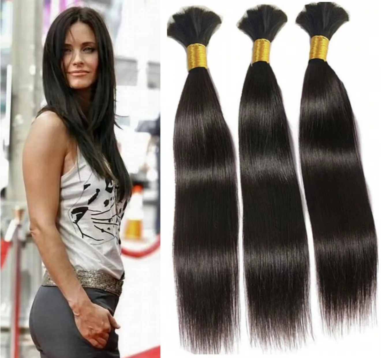 Brasiliansk rak mänsklig braderande hår bulk nej inslag 3st erbjudanden försäljning för svarta kvinnor
