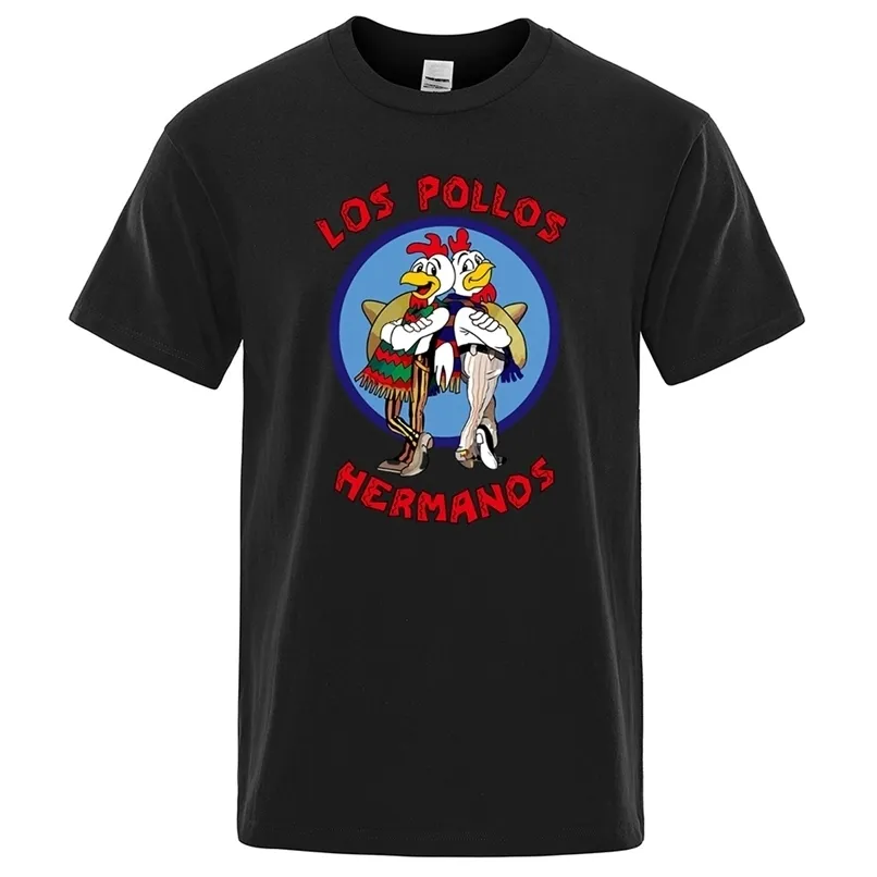 Herrmode Tshirts Summer Los Pollos Hermanos Tshirt Men Chicken Brothers Short Sleeve Tshirt Hipster Tops 220610