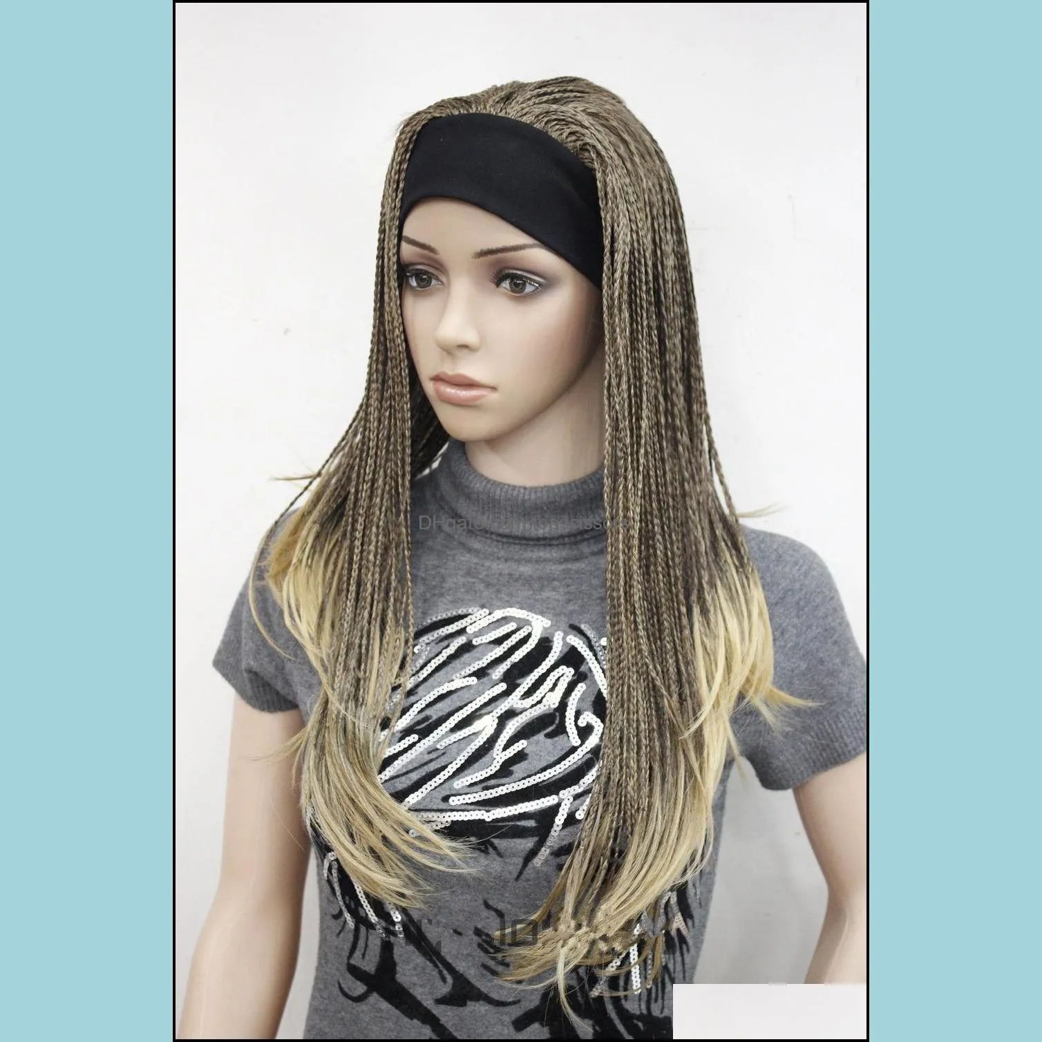 Ladies wig braids wigs 3/4 half wig Headband Cosplay Fancy party wig +Wig cap