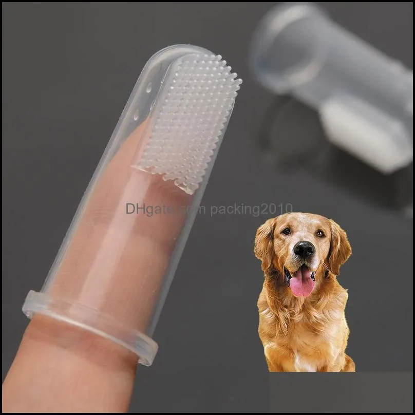 Hot Sale Super Soft Pet Finger Toothbrush Teddy Dog Toothbrush Bad Breath Tartar Teeth Tool Dog Cat Cleaning Supplies Free Shipping