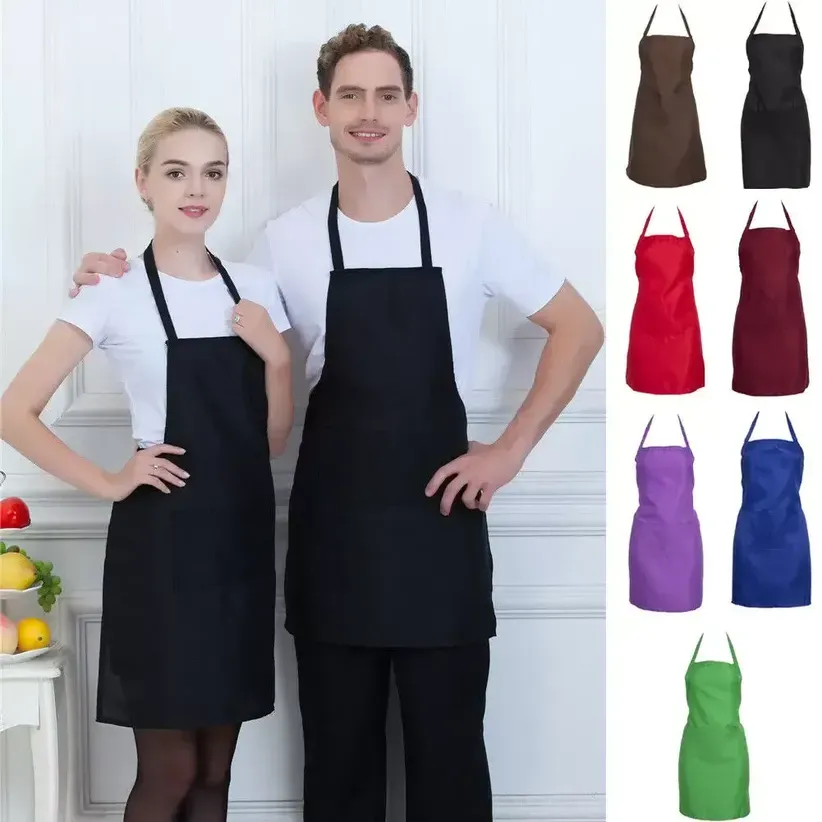 Adjustable Cooking Kitchen Aprons With Pockets For Woman Men Chef