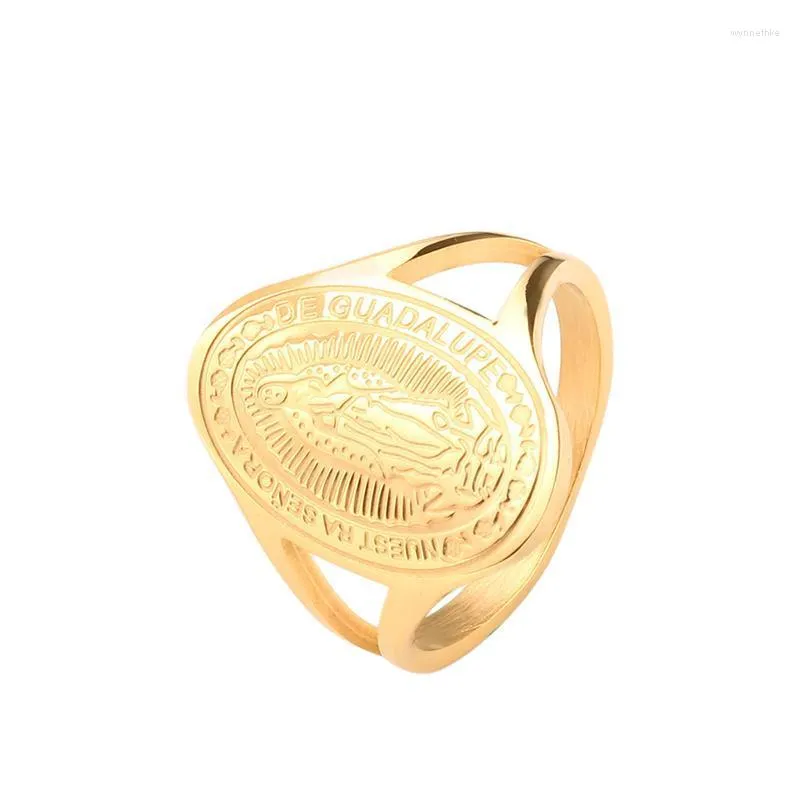 Кластерные кольца благословенная дева Мария из нержавеющей стали Религиозное золотое пальцем для женщин мужские