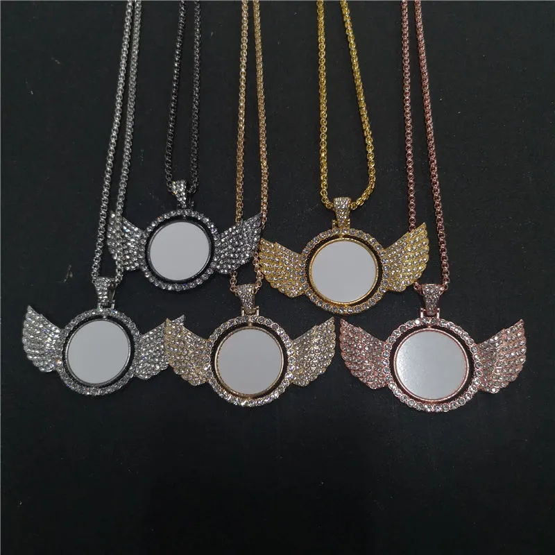 sublimation blank round photo necklaces pendants hot transfer printing jewelry consumables factory price two sided printing new style