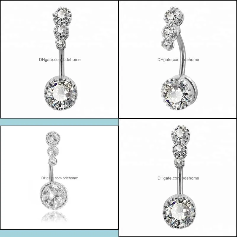 316l stainless steel clear cz navel body piercing free sample body piercing belly jewelry