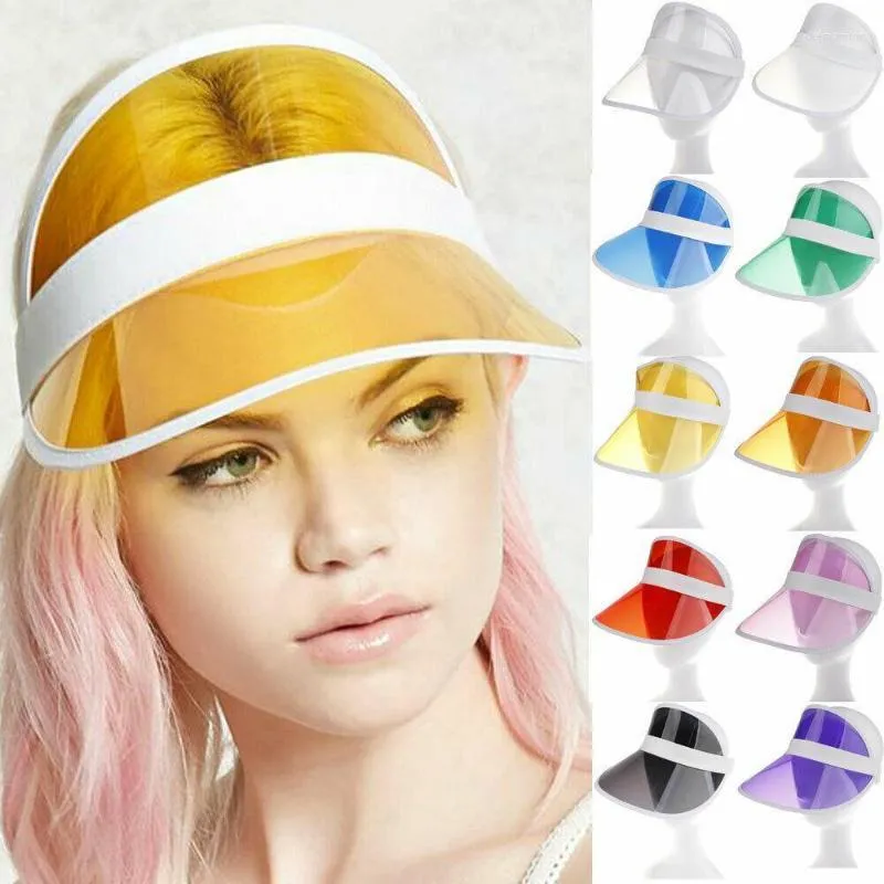 Cappello da sole estivo unisex Cappello parasole in plastica PVC con parte superiore vuota trasparente. Visiera .Cappelli .Bicicletta .Cappelli a tesa larga da sole Delm22