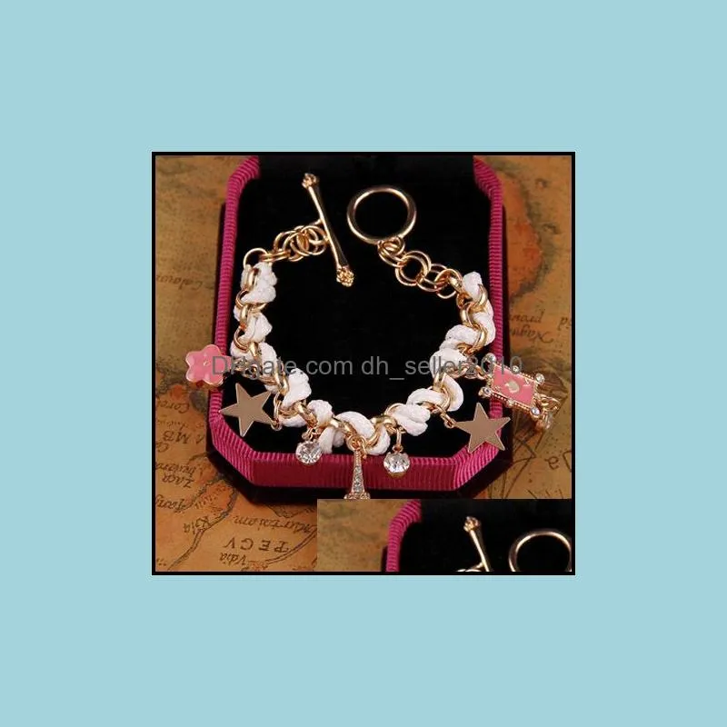 bracelets for women fashion cards pink flower chain bangles bracelets for women charm bracelets