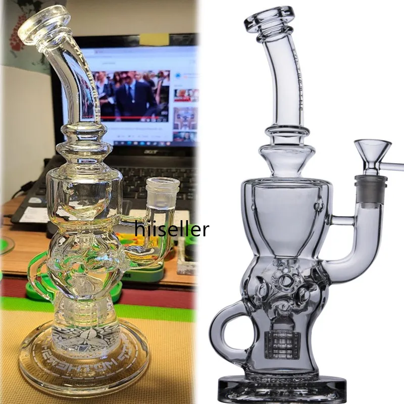 Percolator Water Pipes heady Glass Bong Hookahs Shisha Recycler Oil Rigs Chicha Dab Bubbler With 14mm Banger 28cm height