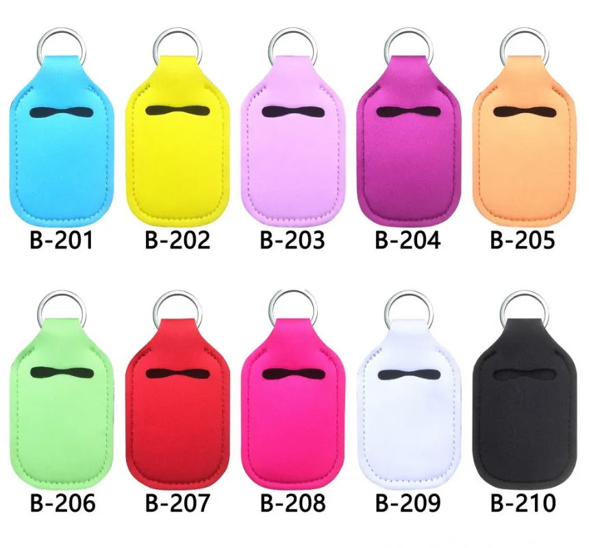 More Styles Customize Neoprene Hand Sanitizer Bottle Holder Keychain Bags 30ml Hands Sanitizers Bottles Chapstick Holders Bag With Keychain ring