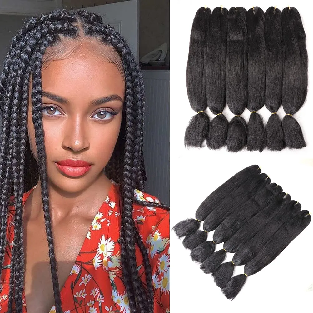 24 Inch Jumbo Braiding Hair Extensions, Synthetic Colorful Single Braid for  Crochet Box Braids Twist Hair