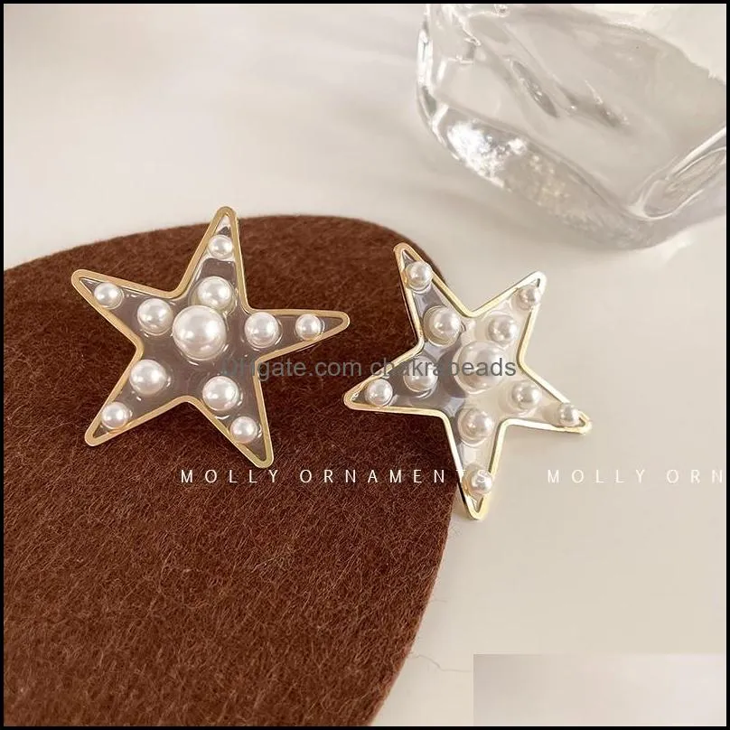 charm imitation pearl material pentagram design alloy 930