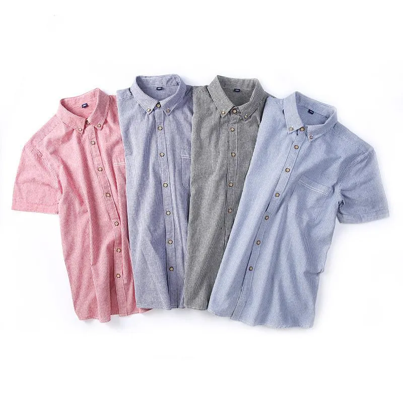 Chemises décontractées pour hommes printemps et été chemise à manches courtes hommes coton japonais hommes rayé plus taille S-XXXL 4XL hommes