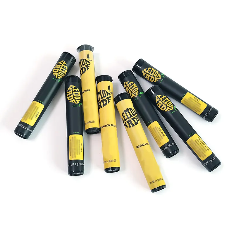 Doob tube bottle king size 116mm plastic prerolls with stickers Lemonnade pre roll package tube Lemonchello tanggray