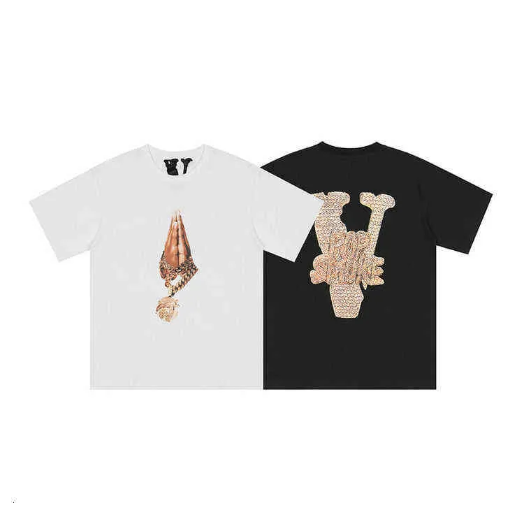 T-shirt a maniche corte con stampa a V larga e girocollo da uomo e donna stile Hip Street Hop