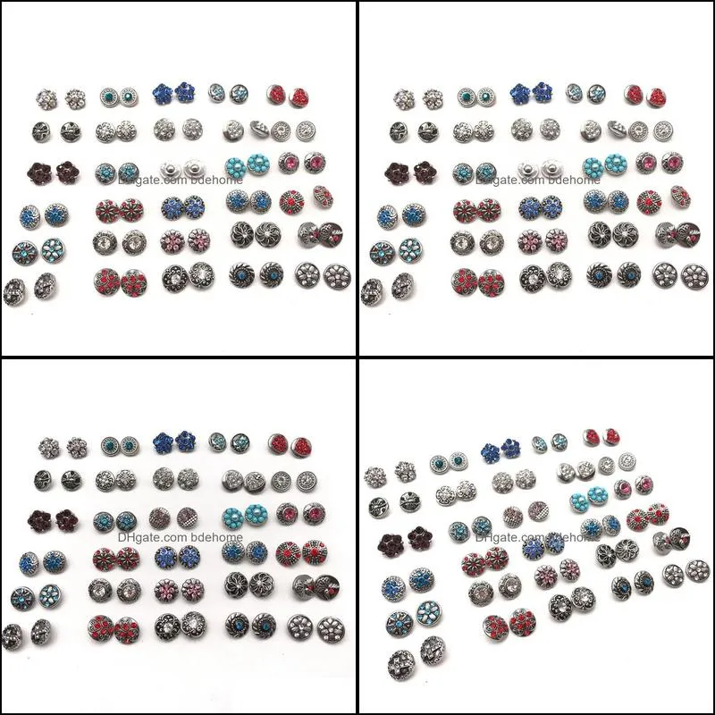 Wholesale Pairs Assorted 12mm Chunk Ginger Snap Buttons Charm Fit For Ginger snaps jewelry Earring bracelet etc