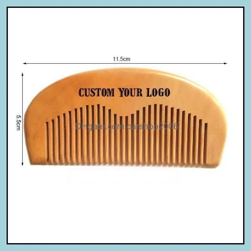 customized logo pocket hair & beard comb peach wood fine tooth hair care styling tool anti static premium pear wood hair brush baber