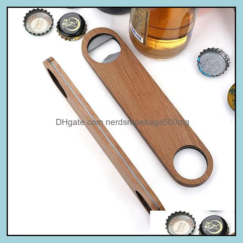 NEWBig Wood Handle Bartender Bottle Openers Wine Beer Soda Glass Cap Opener Kitchen Bar tools RRE11530