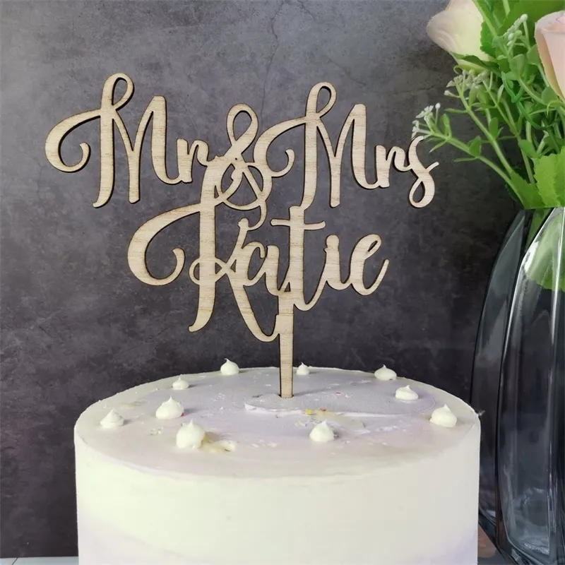 Kişiselleştirilmiş İsimler Rustik Bay ve Bayan Cake Topper Özel Ülke Düğün Dekorasyonu D220618
