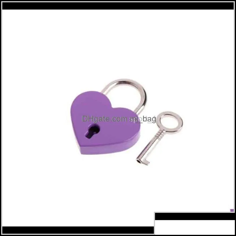 Door Locks Heart Shaped Vintage Mini Love Padlocks With Key For Handbag Small Lage Bag Diary Book Dha2698 Axkga K7Nlg