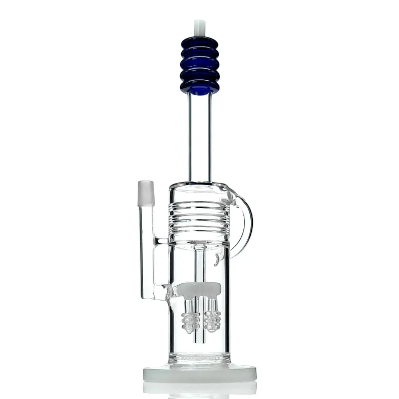 Bong para cachimbo de água com corrimão anular azul de 15 polegadas: tubo de vidro com filtro exclusivo