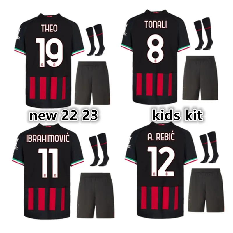 Erkek Tişörtler En İyi Kalite 21 22 23 Milane Kids Kit Gömlek Tonali Theo Kessie R.Leao Giroud Milanes Gömlekler