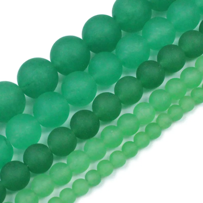 Matte Green Aventurine Beads Polished Round Smooth Gemstone Round Crystal Energy Healing Bead Assortments for Jewelry Making Bracelet Necklace Earrings