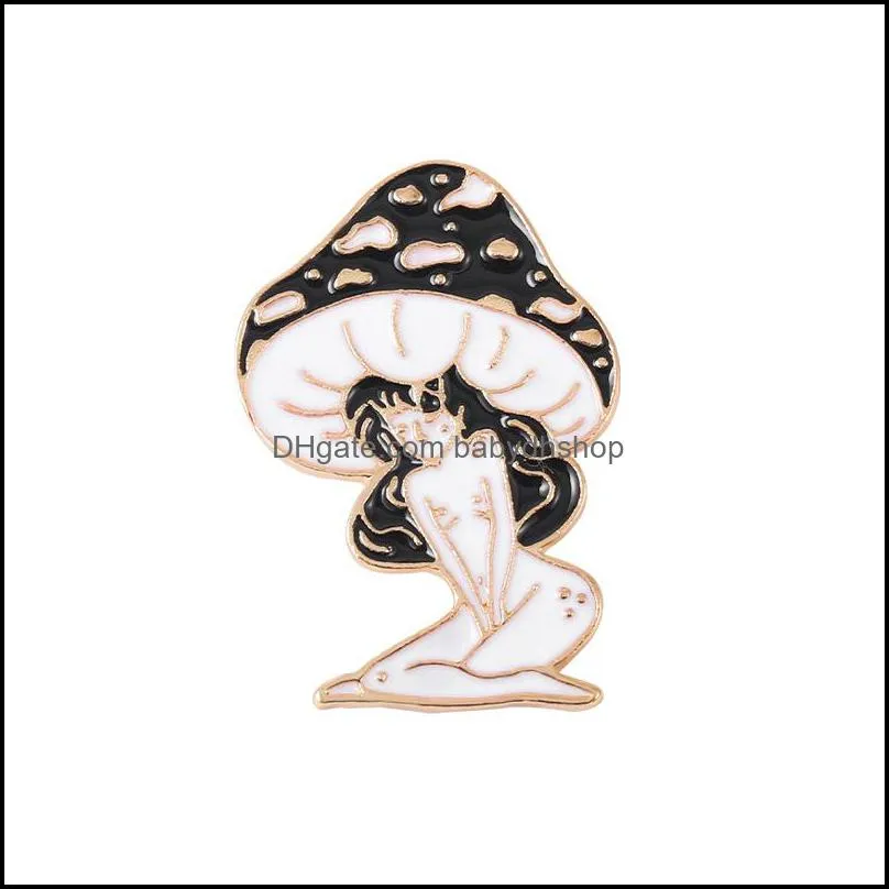 Mushroom Lady Enamel Pins Custom Girls and Plant Brooches Lapel Badges Cartoon Nature Art Jewelry Gift for Friends