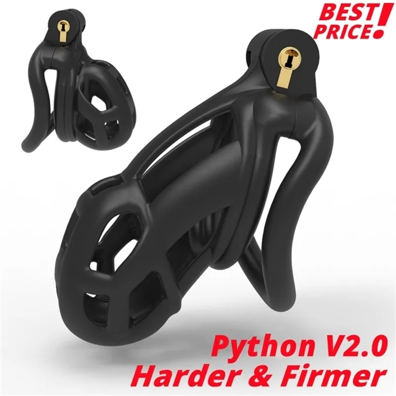 Freigabepreis Mamba Python V2 0 Hahn Cage 3D Design Custom Chastity Device Leicht gekrümmt Penis Ring Cobra Erwachsene Sexspielzeug 220606GX