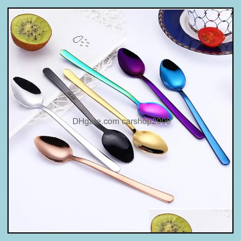 eco spoons fruit spoons kids spoons stainless steel 304 with teeth baby fruit vegetable easy eating