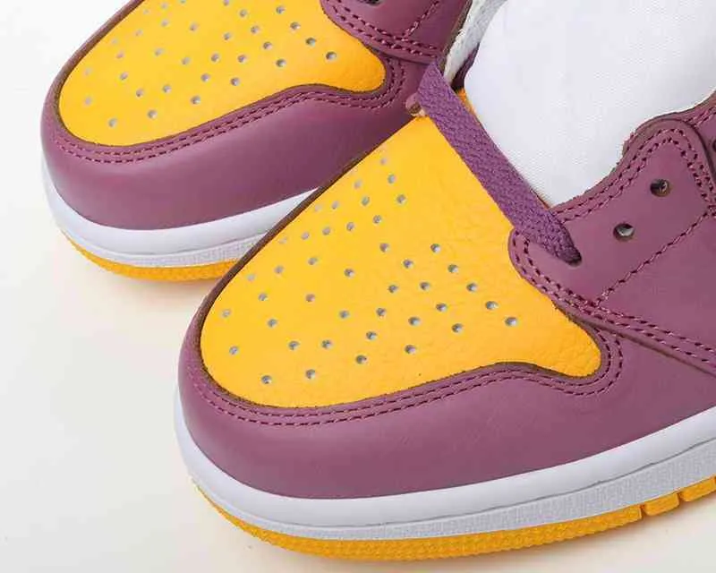 Jumpman 1 high OG Brotherhood basketball shoes White Purple Yellow men women Sports Shoes Sneakers trainers Send With Box