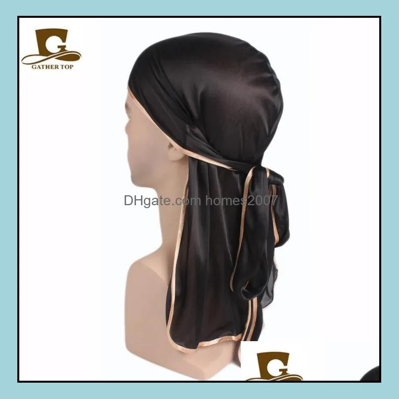 Silk and Satin Durag with Extra Long Tail and Wide Straps Headwrap Du-Rag for 360 Waves FREE SHIPPING