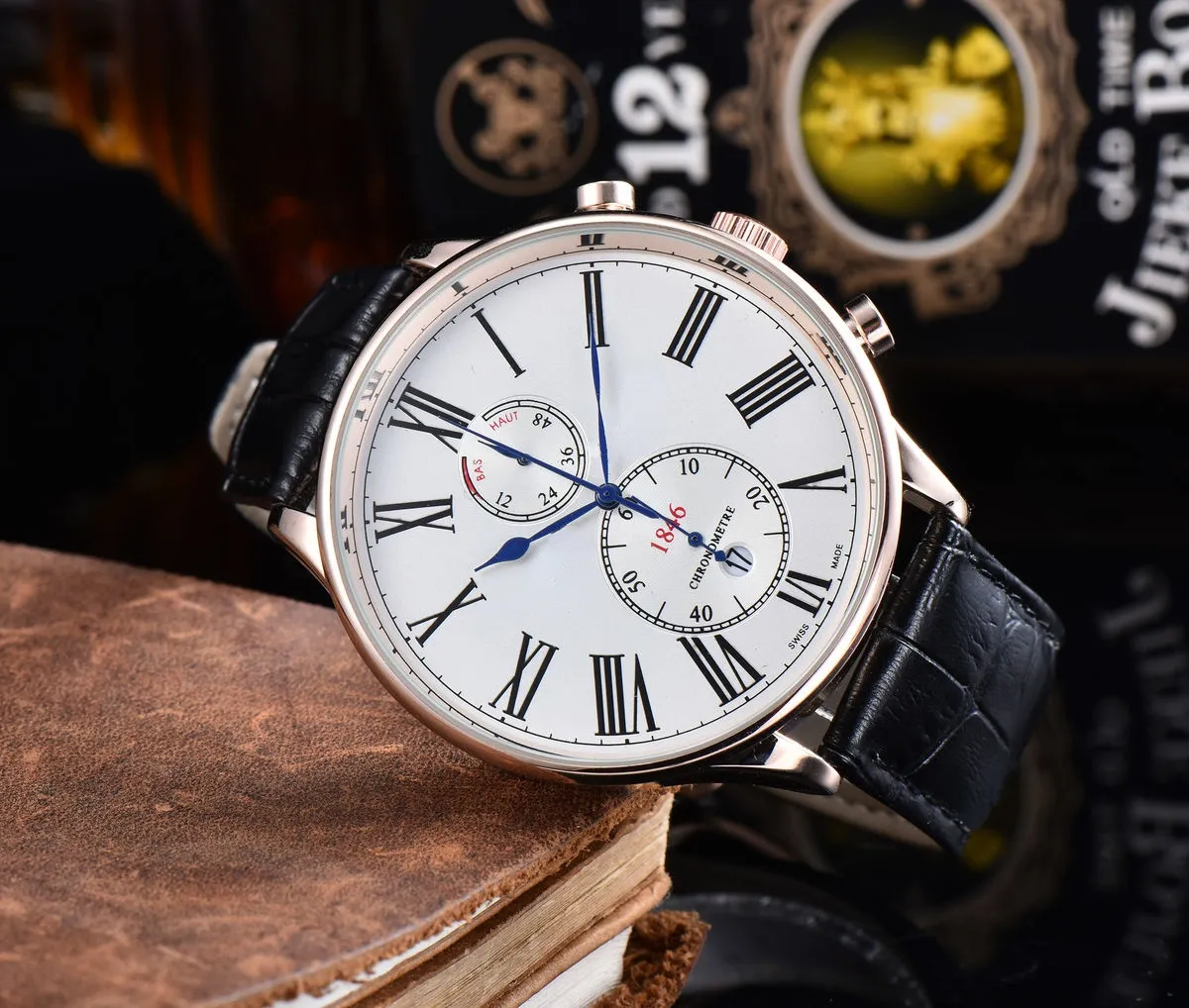 ماركة أزياء مؤشر مراقبة الدبوس الدبوس yap رجال الحزام وظيفة التقويم 4 اليد Quartz Watch