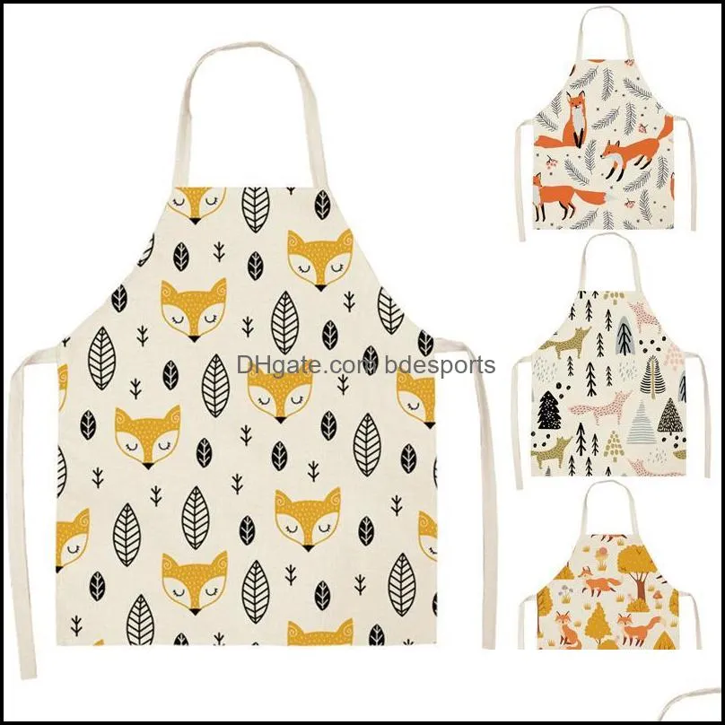 Aprons Leaves Cat Pattern Apron Woman Adult Children Bibs Home Cooking Baking Shop Cleaning Kitchen Accessories 68*55cm