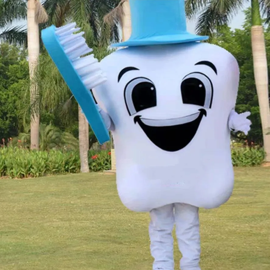 Costume de mascotte de dents de dessin animé personnalisé accessoires dentaires animation de performance de propagande vêtements de marche costumes de parade en plein air