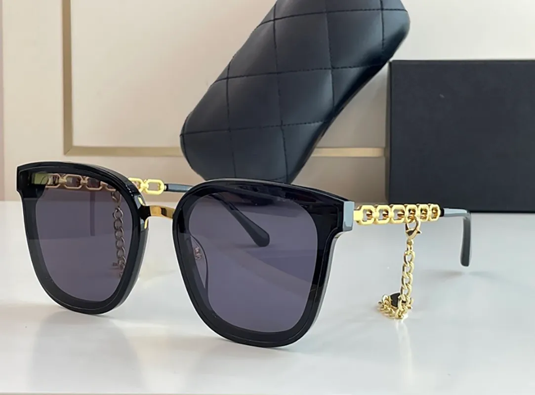 lunettes de soleil design femme mode cadre plaque carrée avec chaîne uv 400 lunettes de protection
