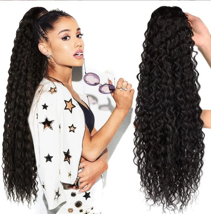 3Color Uzun Dstring Ponytail Wig Puff Afro Kinky Kıvırcık Saç Parçası Klipsi Kuyruk Afrikalı Amerikan Saç Uzatma