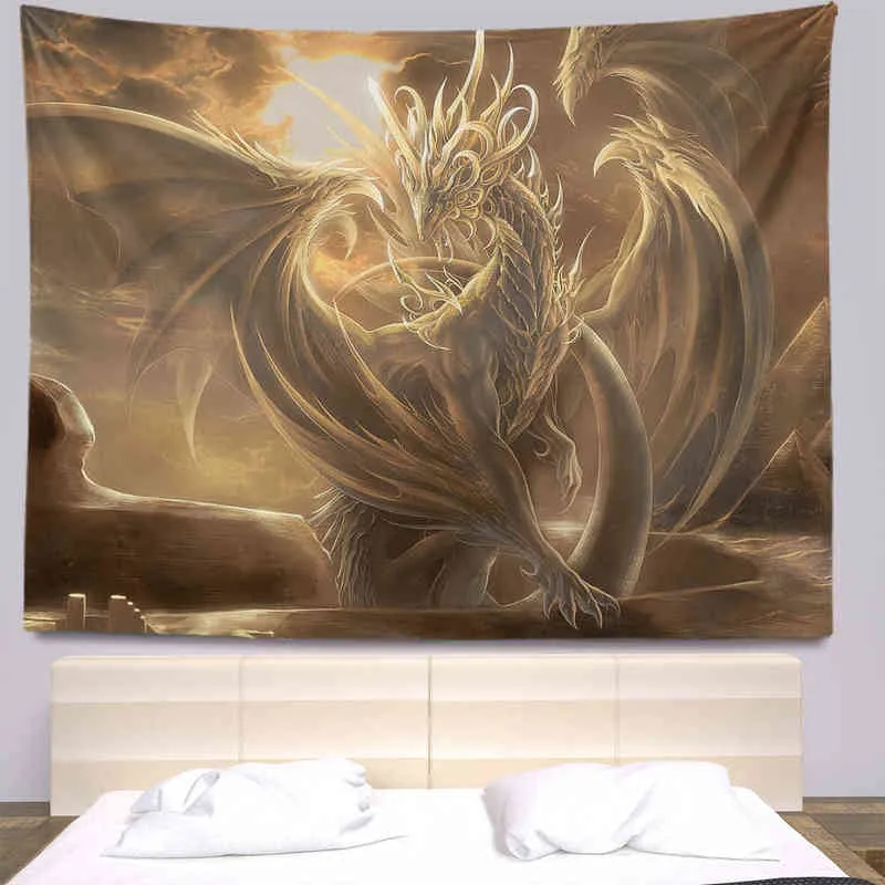 Dragon Tapestry Large Fabric Wall Rugs Bohemia Decoration Anime Tapestry Home Decoration Carpet Aesthetic Carpet Wall J220804