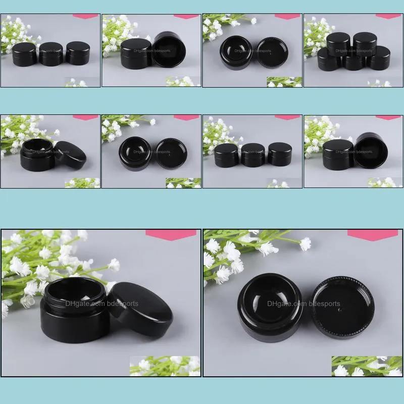 wholesale 1000pcs/lot 5g Black Plastic Jar Eye Cream Bottle Cosmetic Jar Make Up Jar UV-resistant SN2290