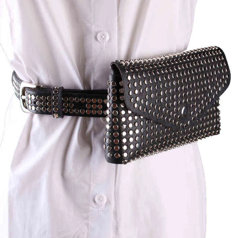 Fanny packs Rivet taille sac femmes téléphone portable personnalisé Style Punk Ins petit sac à main carré 220627