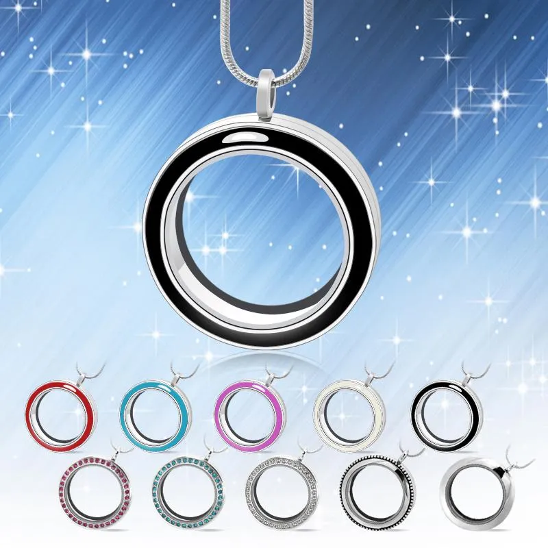 Pendanthalsband Diylocket 30mm runda twist glas flytande charm locket levande minneskedjor ing￥r gratis LSFL024 Pendant